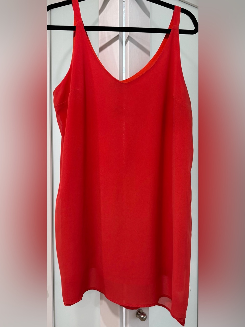 Fashion Union Orange V-Neck Lined Slip Dress.